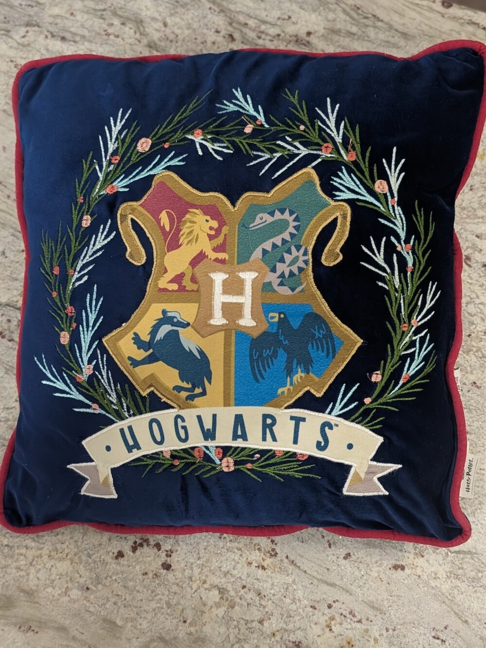 Harry Potter Hogwarts Throw Pillow Velvet Wizarding World Cushion 16" Square